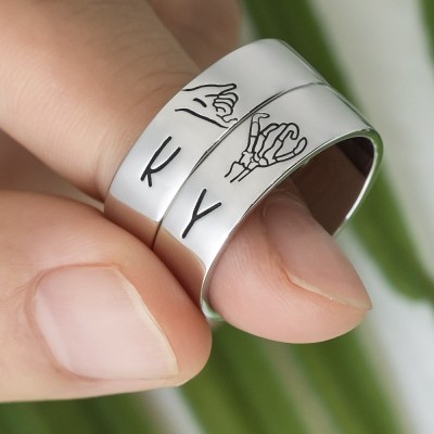 Personalisierter passender Ring schwören Stapelring 2er-Set