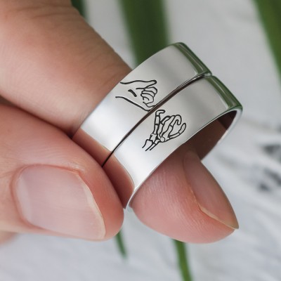 Personalisierter passender Ring schwören Stapelring 2er-Set