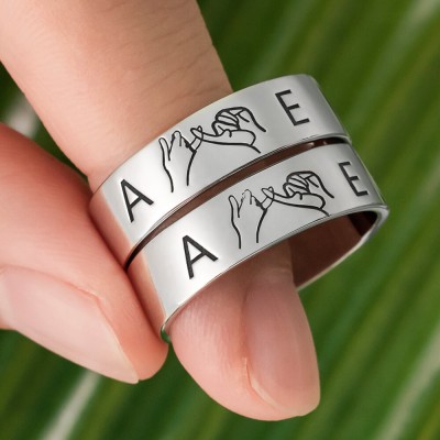 Personalisierter passender Ring schwören Stapelring 2er-Set