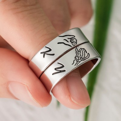 Personalisierter passender Ring schwören Stapelring 2er-Set