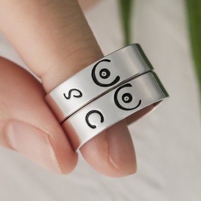 Personalisierter passender Ring Bester Freund Brüste Stapelring 2er Set