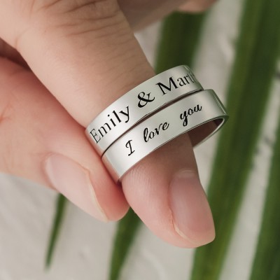 Personalisierter passender Ring schwören Stapelring 2er-Set