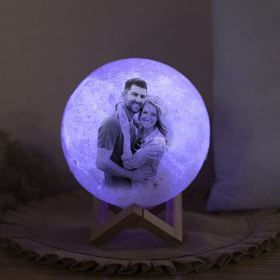 Personalisierte Mondlampe, mehrfarbig, 3D-Foto, Mondlicht, Touch-Heimdekoration für Paare, Valentinstag