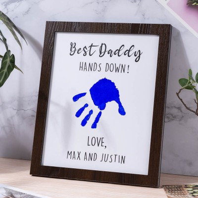 Bester Papa Hände Runter Kinder Kinder Handabdruck Rahmen mit personalisierter Namensgravur DIY Geschenk