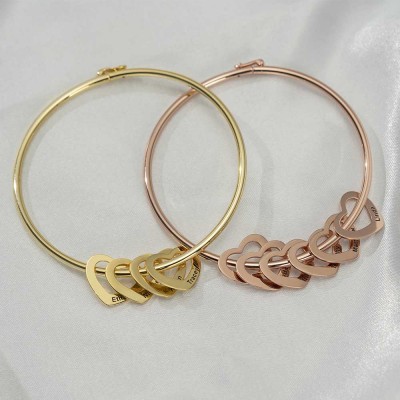 Personalisiertes personalisiertes Herz-Namen-Gravur-Armband mit 1-15 Herzform-Anhängern
