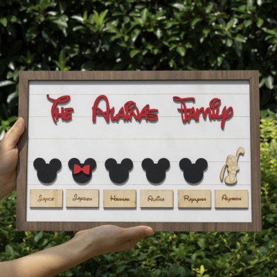 Mickey Mouse Familie personalisierter Name Gravur Rahmen Wanddekor Geschenk