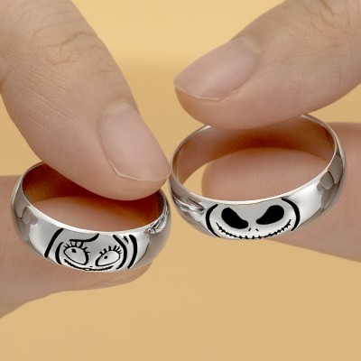 Personalisierte Lovely Jack Skellington und Sally Couple's Band Set Ringe