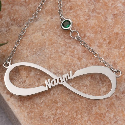 Personalisierte Infinity-Halskette mit 1–8 Namen und Geburtssteinen als Muttertagsgeschenk