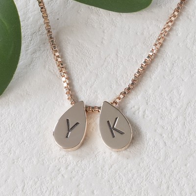 18 Karat Rosévergoldung Personalisierte Namensgravur Initial Neckalce