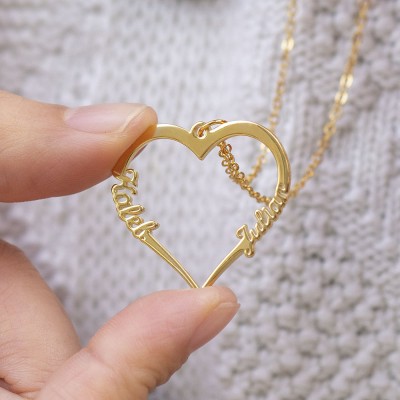 Personalisierte Herz Paar Namen Halskette Valentinstag Geschenk