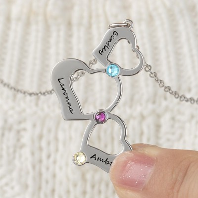 Silber Personalisierte Familienname Herz Halskette Weihnachtsgeschenk