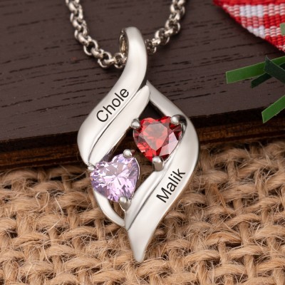 Personalisierte Halsketten mit Geburtssteinen für Paare mit Namen zum Valentinstag