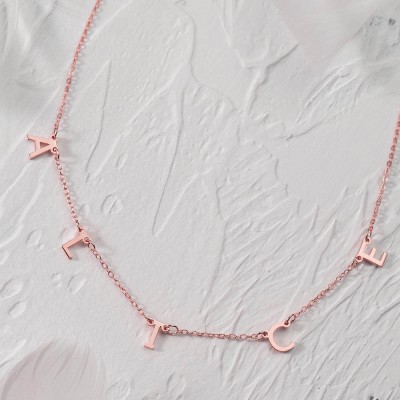 18 Karat Rosévergoldung personalisierte 1-10 Anfangsbuchstaben Anhänger Namenskette für Sie