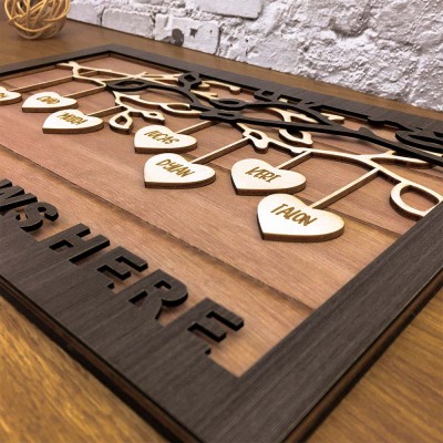 Stammbaum Holzschild personalisierter Name graviert Home Wall Decor Weihnachtsgeschenk