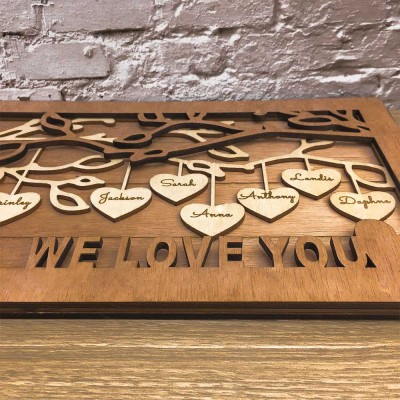 Benutzerdefinierte Stammbaum Holzschild Name Graviert Home Wall Decor Weihnachtsgeschenk
