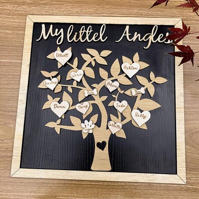 Benutzerdefinierte Stammbaum Holzschild Name Graviert Home Wall Decor Weihnachtsgeschenk