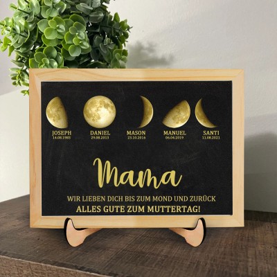 Personalisierte Mondphase Rahmen mit Kindernamen für Mama Oma Muttertag Geschenk