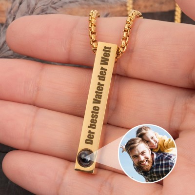 Personalisierte Fotoprojektions-Bar-Halskette für Papa-Vatertag-Geschenkideen