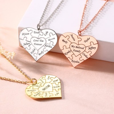 Personalisierte Herz Puzzle 1-12 Namenskette
