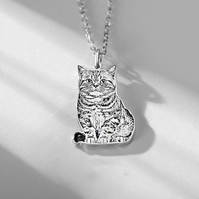 Personalisierte Haustier Katze Hund Foto gravierte Tag Halskette