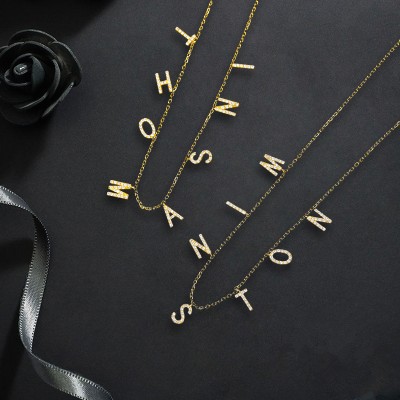 Personalisierte Sparkle Gold Mini Anfangsbuchstaben Anhänger Namensketten